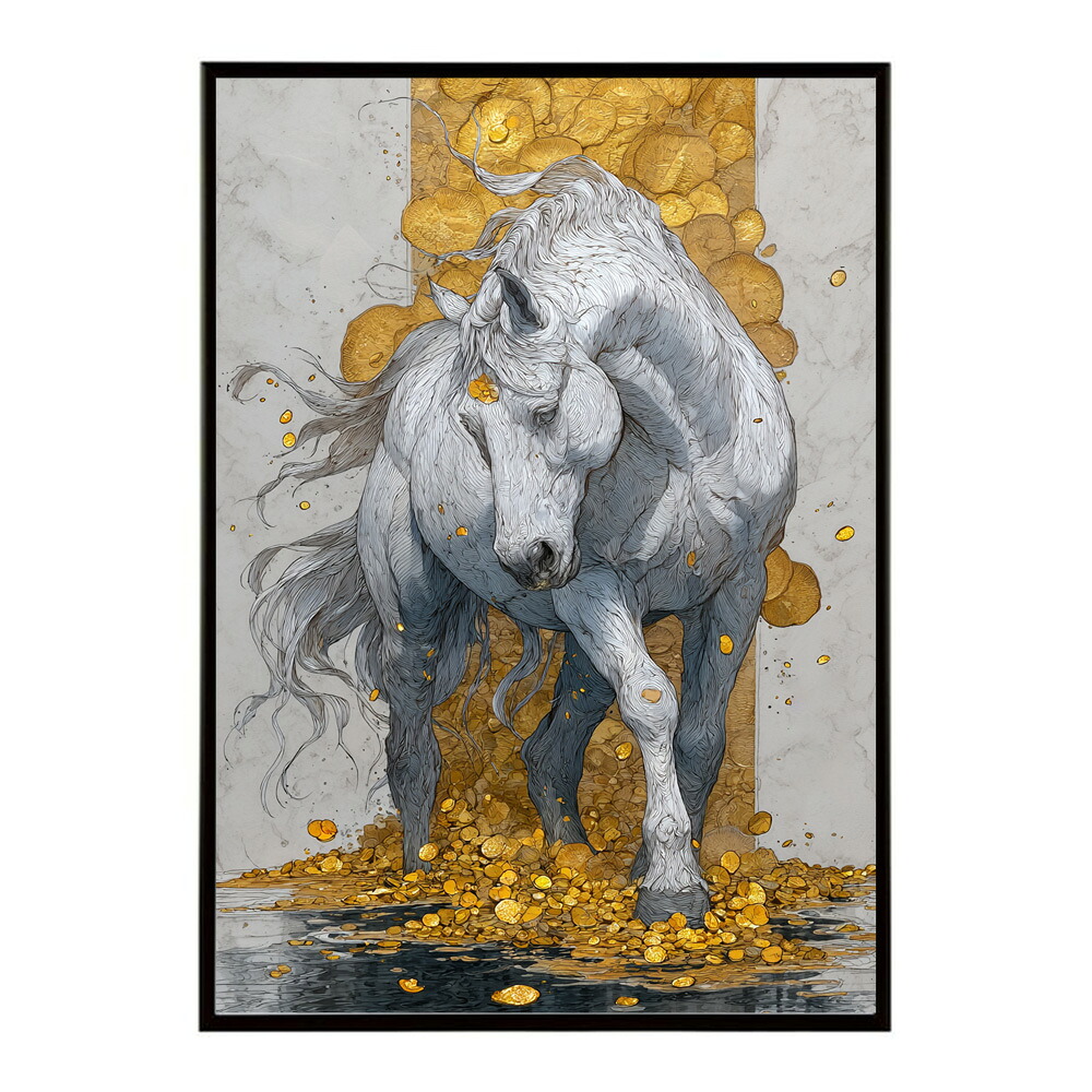 ポスター 馬 アートポスター おしゃれ 絵画 風 イラスト 日本画 浮世絵 風 インテリア 壁掛け モダン 和モダン リビング 玄関 寝室インテリア おしゃれ プリントポスター フォト イラスト お洒落 特大 大きい【km-poster-1445】