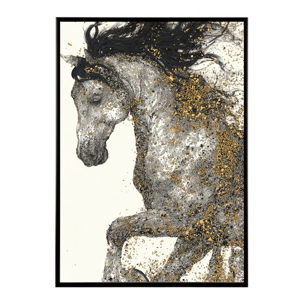 ポスター 馬 アートポスター おしゃれ 絵画 風 イラスト 日本画 浮世絵 風 インテリア 壁掛け モダン 和モダン リビング 玄関 寝室インテリア おしゃれ プリントポスター フォト イラスト お洒落 特大 大きい【km-poster-1450】