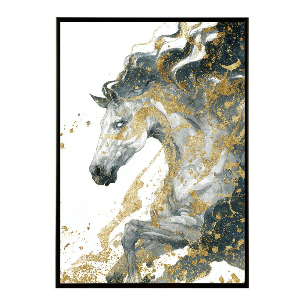 ポスター 馬 アートポスター おしゃれ 絵画 風 イラスト 日本画 浮世絵 風 インテリア 壁掛け モダン 和モダン リビング 玄関 寝室インテリア おしゃれ プリントポスター フォト イラスト お洒落 特大 大きい【km-poster-1458】