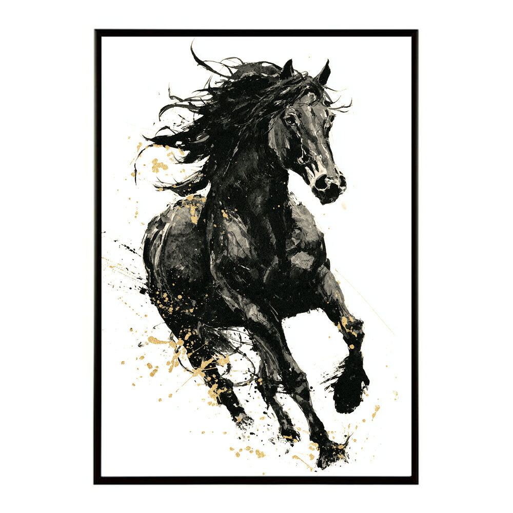 ポスター 馬 アートポスター おしゃれ 絵画 風 イラスト 日本画 浮世絵 風 インテリア 壁掛け モダン 和モダン リビング 玄関 寝室インテリア おしゃれ プリントポスター フォト イラスト お洒落 特大 大きい【km-poster-1481】