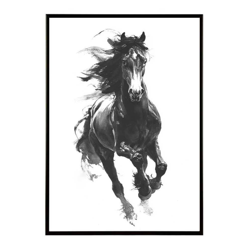 ポスター 馬 アートポスター おしゃれ 絵画 風 イラスト 日本画 浮世絵 風 インテリア 壁掛け モダン 和モダン リビング 玄関 寝室インテリア おしゃれ プリントポスター フォト イラスト お洒落 特大 大きい【km-poster-1485】