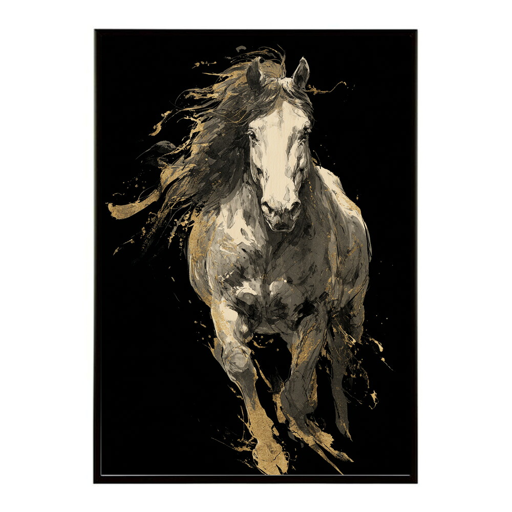 ポスター 馬 アートポスター おしゃれ 絵画 風 イラスト 日本画 浮世絵 風 インテリア 壁掛け モダン 和モダン リビング 玄関 寝室インテリア おしゃれ プリントポスター フォト イラスト お洒落 特大 大きい【km-poster-1489】