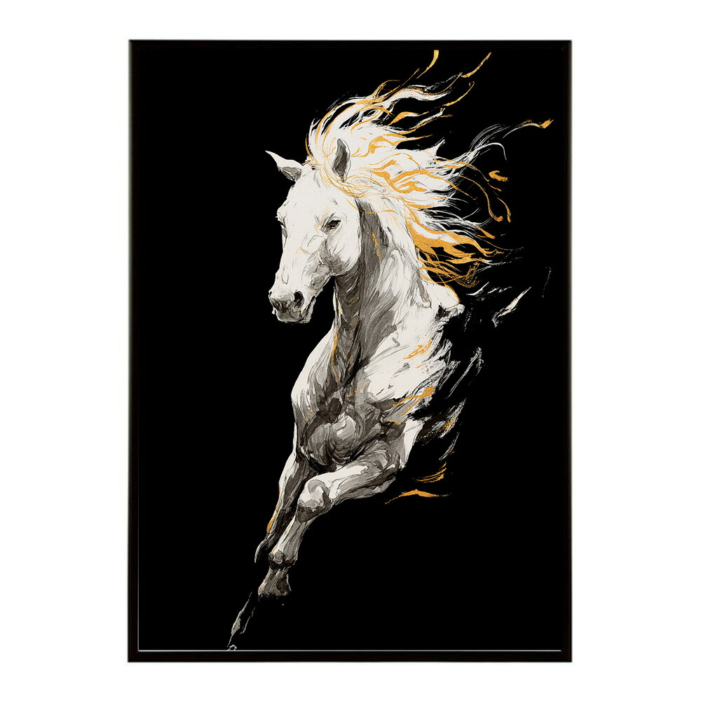 ポスター 馬 アートポスター おしゃれ 絵画 風 イラスト 日本画 浮世絵 風 インテリア 壁掛け モダン 和モダン リビング 玄関 寝室インテリア おしゃれ プリントポスター フォト イラスト お洒落 特大 大きい【km-poster-1504】