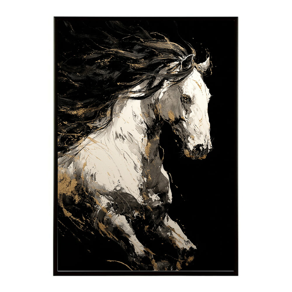 ポスター 馬 アートポスター おしゃれ 絵画 風 イラスト 日本画 浮世絵 風 インテリア 壁掛け モダン 和モダン リビング 玄関 寝室インテリア おしゃれ プリントポスター フォト イラスト お洒落 特大 大きい【km-poster-1534】