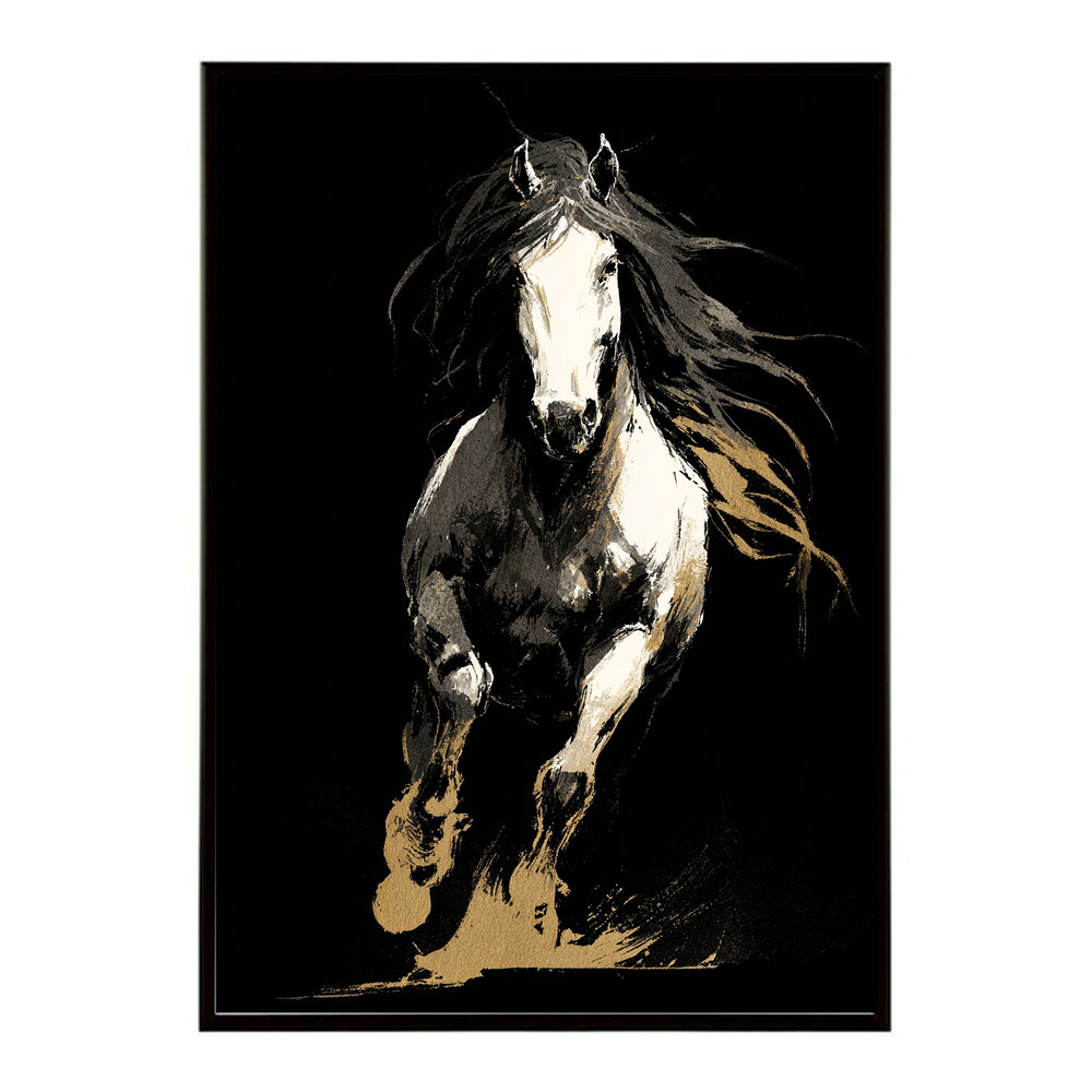 ポスター 馬 アートポスター おしゃれ 絵画 風 イラスト 日本画 浮世絵 風 インテリア 壁掛け モダン 和モダン リビング 玄関 寝室インテリア おしゃれ プリントポスター フォト イラスト お洒落 特大 大きい【km-poster-1535】