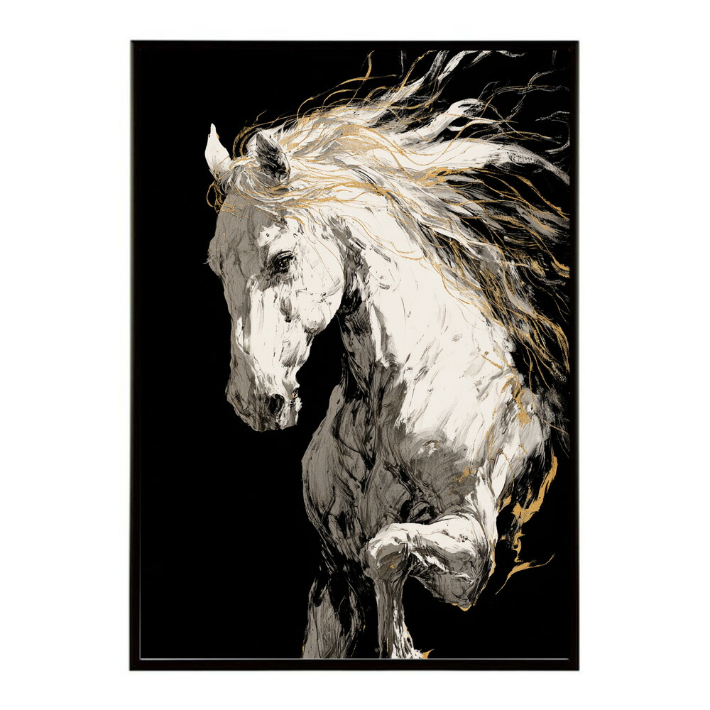 ポスター 馬 アートポスター おしゃれ 絵画 風 イラスト 日本画 浮世絵 風 インテリア 壁掛け モダン 和モダン リビング 玄関 寝室インテリア おしゃれ プリントポスター フォト イラスト お洒落 特大 大きい【km-poster-1539】
