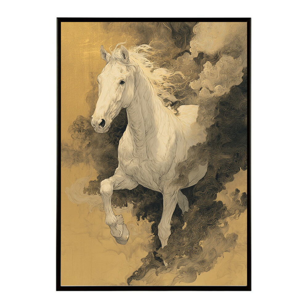 ポスター 馬 アートポスター おしゃれ 絵画 風 イラスト 日本画 浮世絵 風 インテリア 壁掛け モダン 和モダン リビング 玄関 寝室インテリア おしゃれ プリントポスター フォト イラスト お洒落 特大 大きい【km-poster-1542】