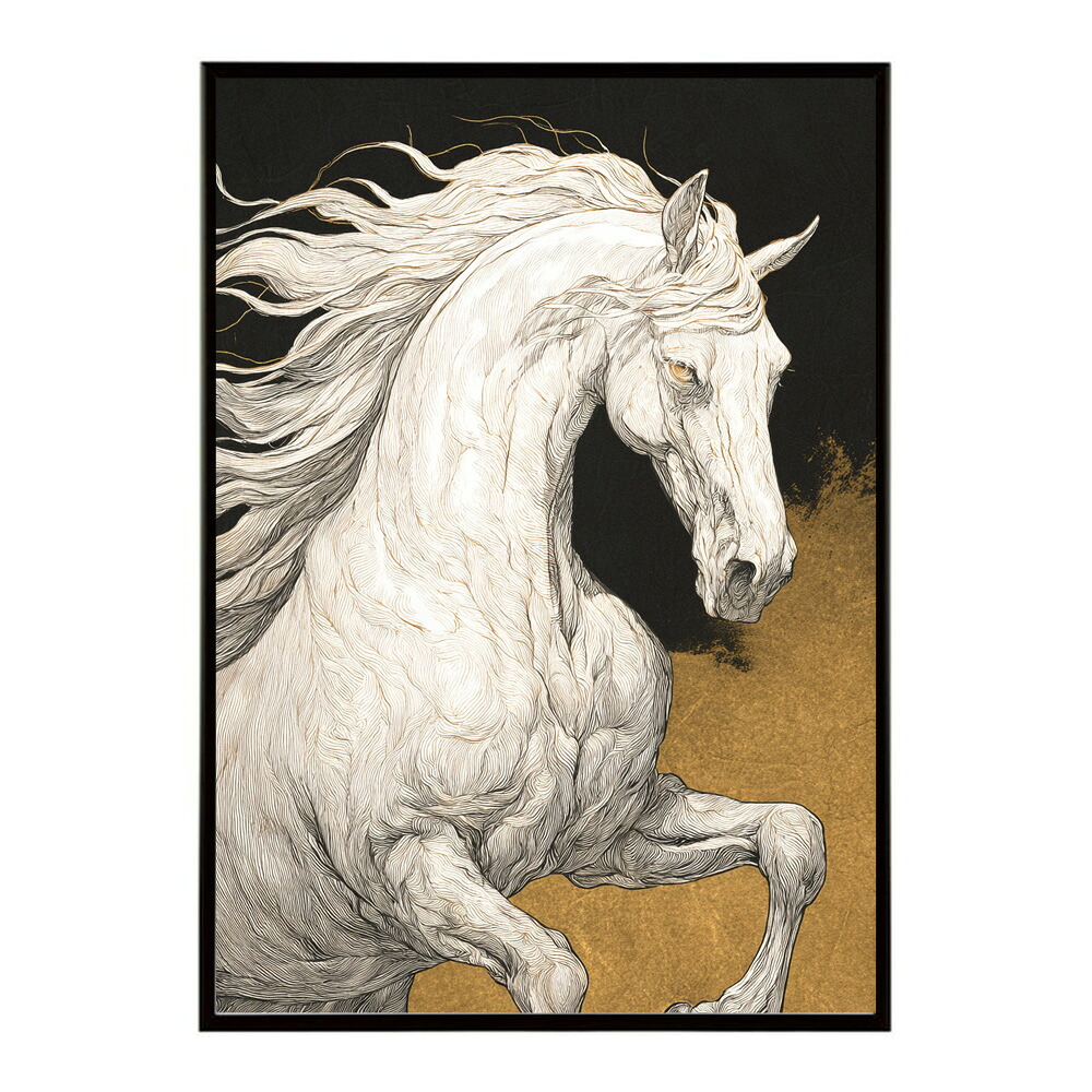 ポスター 馬 アートポスター おしゃれ 絵画 風 イラスト 日本画 浮世絵 風 インテリア 壁掛け モダン 和モダン リビング 玄関 寝室インテリア おしゃれ プリントポスター フォト イラスト お洒落 特大 大きい【km-poster-1553】