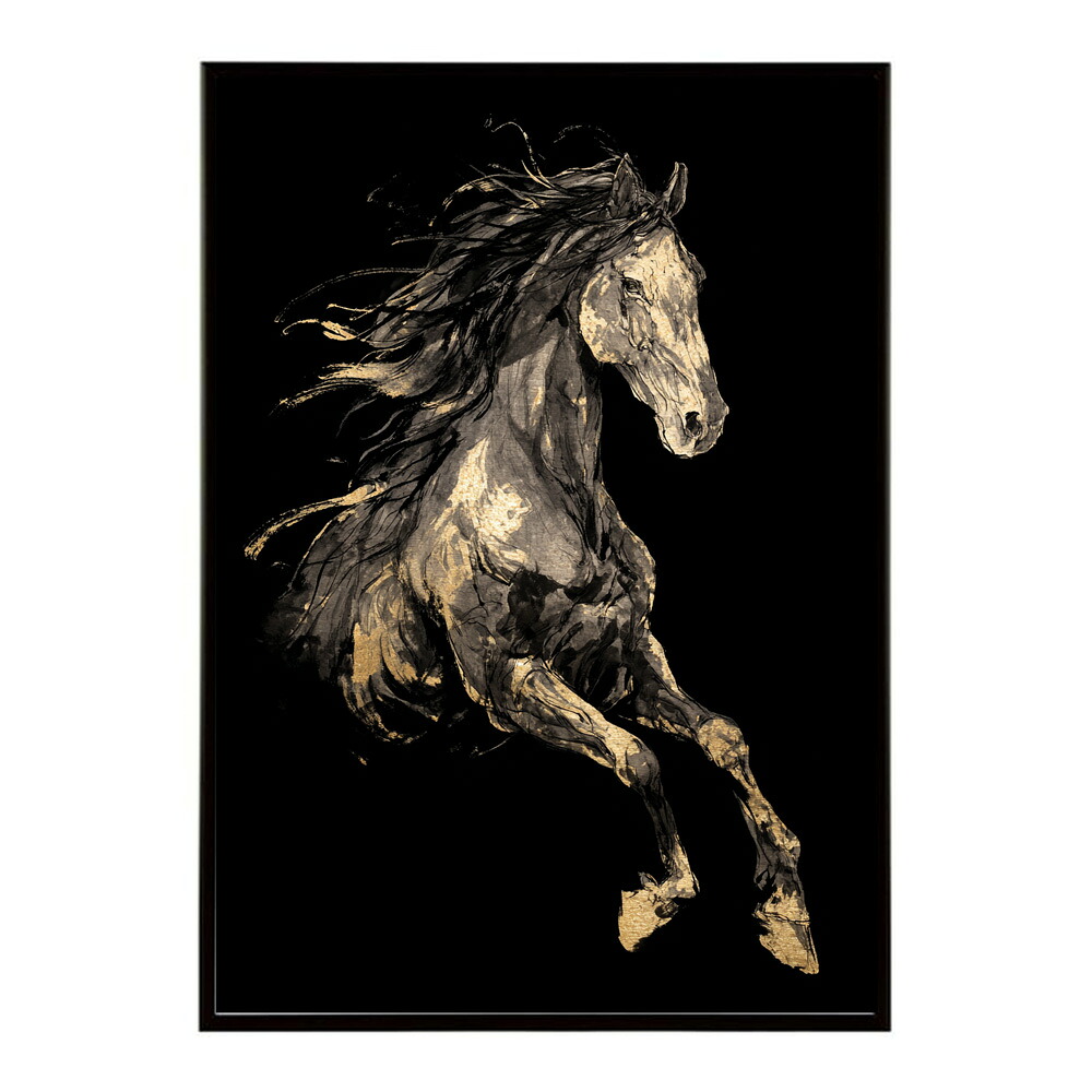 ポスター 馬 アートポスター おしゃれ 絵画 風 イラスト 日本画 浮世絵 風 インテリア 壁掛け モダン 和モダン リビング 玄関 寝室インテリア おしゃれ プリントポスター フォト イラスト お洒落 特大 大きい【km-poster-1566】