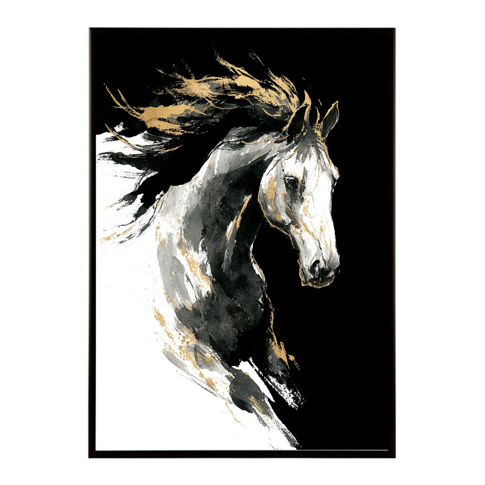 ポスター 馬 アートポスター おしゃれ 絵画 風 イラスト 日本画 浮世絵 風 インテリア 壁掛け モダン 和モダン リビング 玄関 寝室インテリア おしゃれ プリントポスター フォト イラスト お洒落 特大 大きい【km-poster-1571】