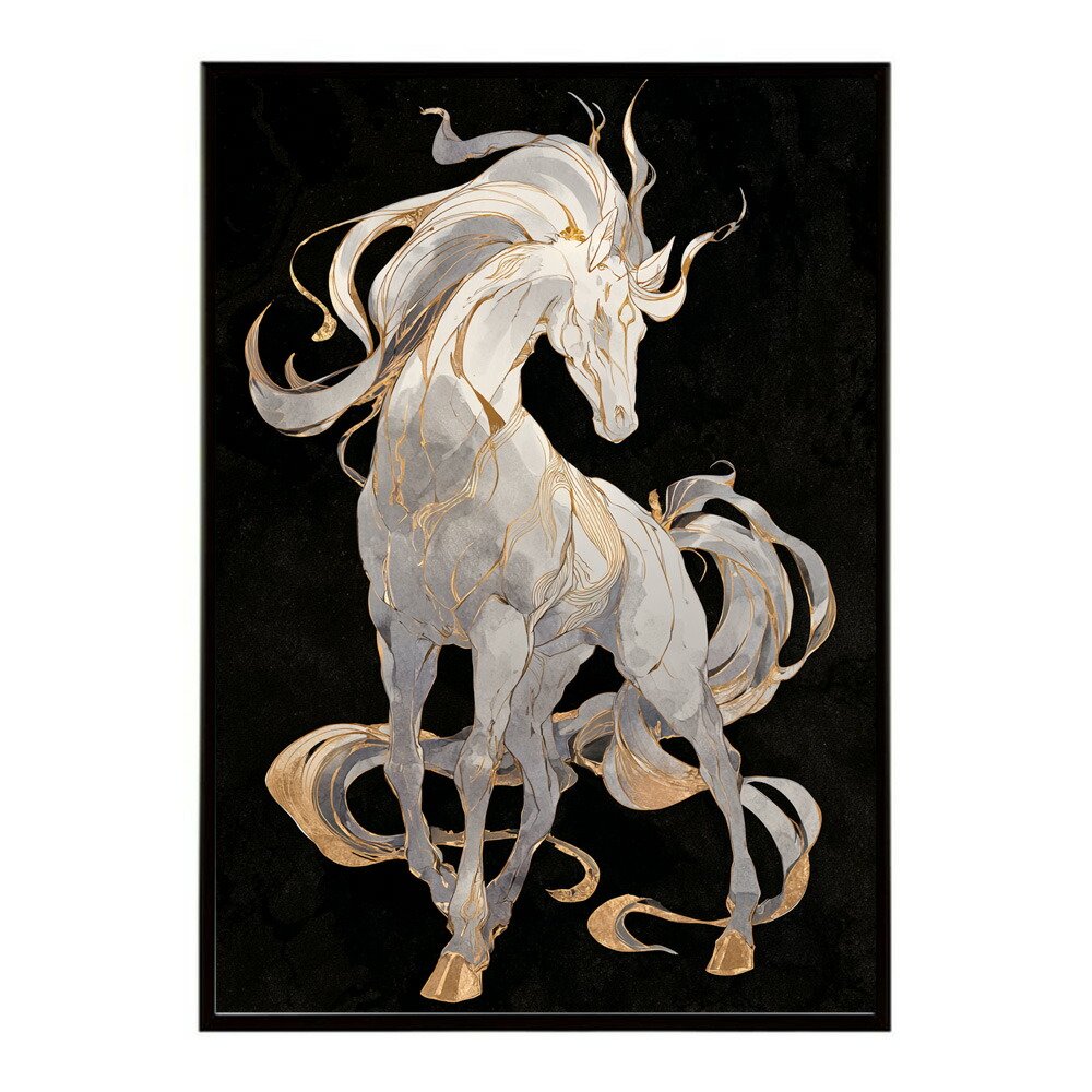 ポスター 馬 アートポスター おしゃれ 絵画 風 イラスト 日本画 浮世絵 風 インテリア 壁掛け モダン 和モダン リビング 玄関 寝室インテリア おしゃれ プリントポスター フォト イラスト お洒落 特大 大きい【km-poster-1575】