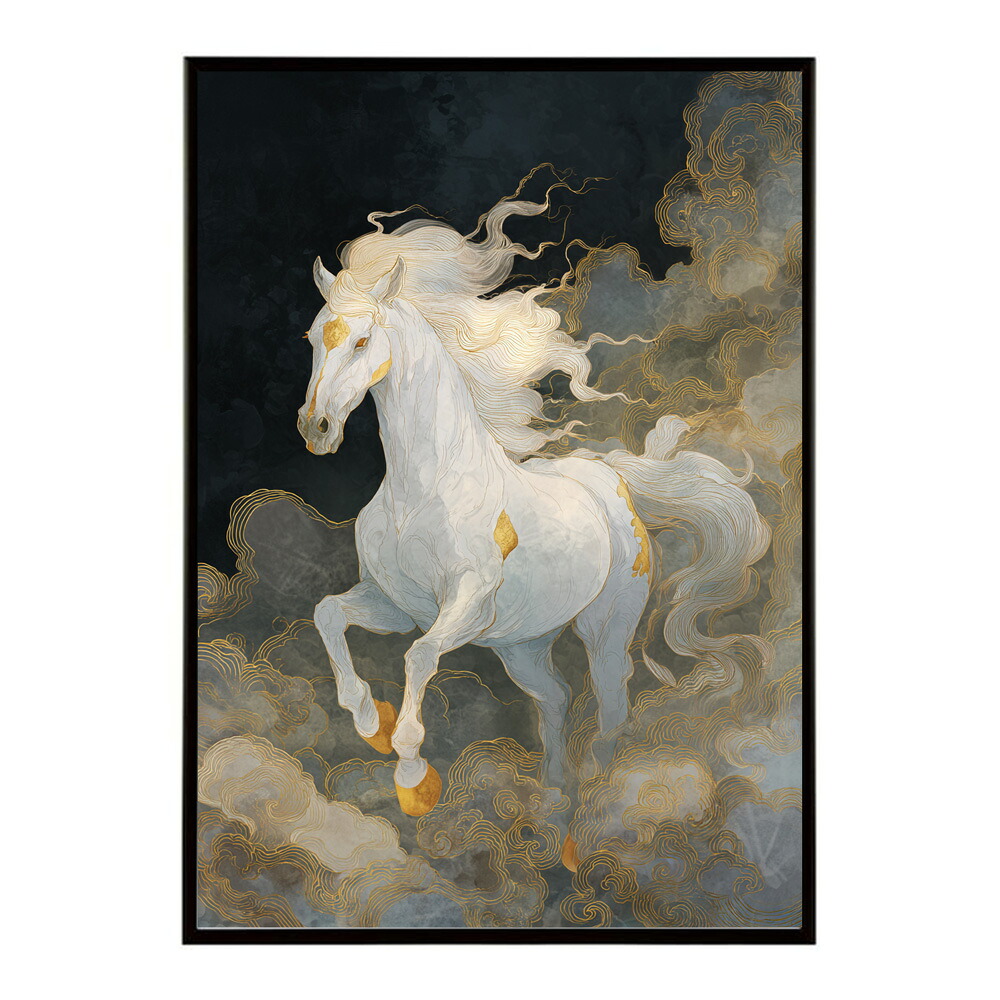 ポスター 馬 アートポスター おしゃれ 絵画 風 イラスト 日本画 浮世絵 風 インテリア 壁掛け モダン 和モダン リビング 玄関 寝室インテリア おしゃれ プリントポスター フォト イラスト お洒落 特大 大きい【km-poster-1579】
