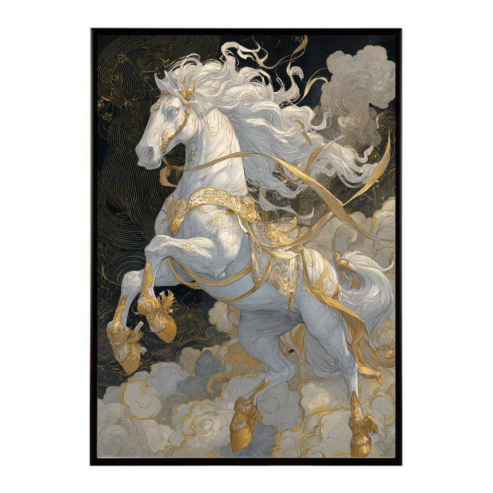 ポスター 馬 アートポスター おしゃれ 絵画 風 イラスト 日本画 浮世絵 風 インテリア 壁掛け モダン 和モダン リビング 玄関 寝室インテリア おしゃれ プリントポスター フォト イラスト お洒落 特大 大きい【km-poster-1611】