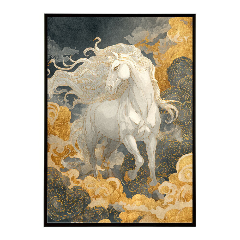 ポスター 馬 アートポスター おしゃれ 絵画 風 イラスト 日本画 浮世絵 風 インテリア 壁掛け モダン 和モダン リビング 玄関 寝室インテリア おしゃれ プリントポスター フォト イラスト お洒落 特大 大きい【km-poster-1622】
