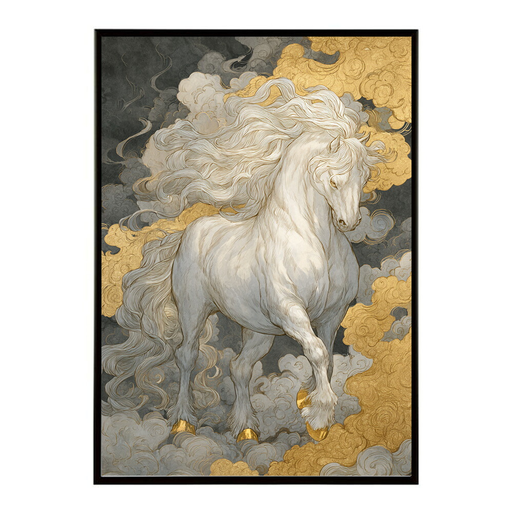 ポスター 馬 アートポスター おしゃれ 絵画 風 イラスト 日本画 浮世絵 風 インテリア 壁掛け モダン 和モダン リビング 玄関 寝室インテリア おしゃれ プリントポスター フォト イラスト お洒落 特大 大きい【km-poster-1630】