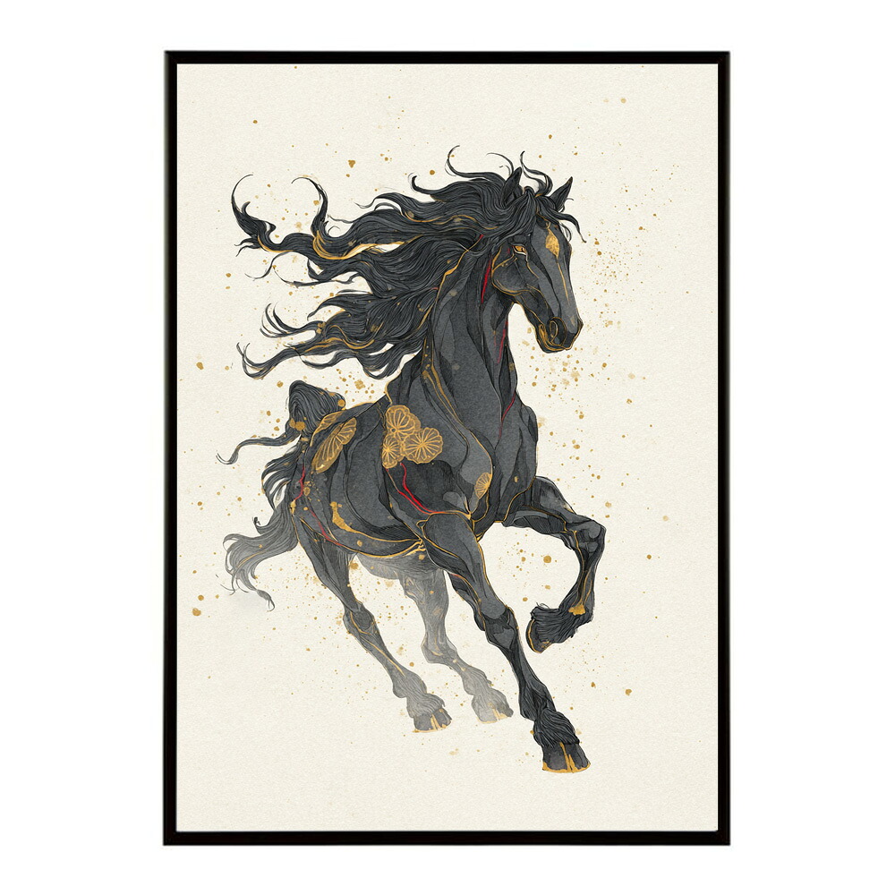 馬 ポスター 和モダン 掛け軸 風 アートパネル 花 鎧絵 風 日本画 風 インテリア 壁掛け 玄関 和室 モダン 高級 用紙とサイズが選べる インテリア おしゃれ プリントポスター フォト イラスト お洒落 特大 大きい【km-poster-843】 10,420円