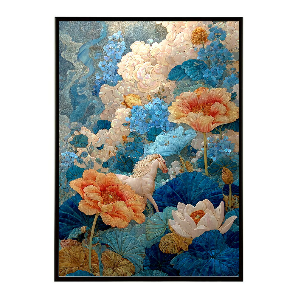 馬 ポスター 用紙とサイズが選べる おしゃれ 北欧 アートパネル 壁掛け 絵画 風 インテリア アンティーク 花柄 モダン 高級感 玄関 リビング 寝室 ホテルライク プリントポスター フォト イラスト お洒落 特大 大きい【lm-poster-9037】