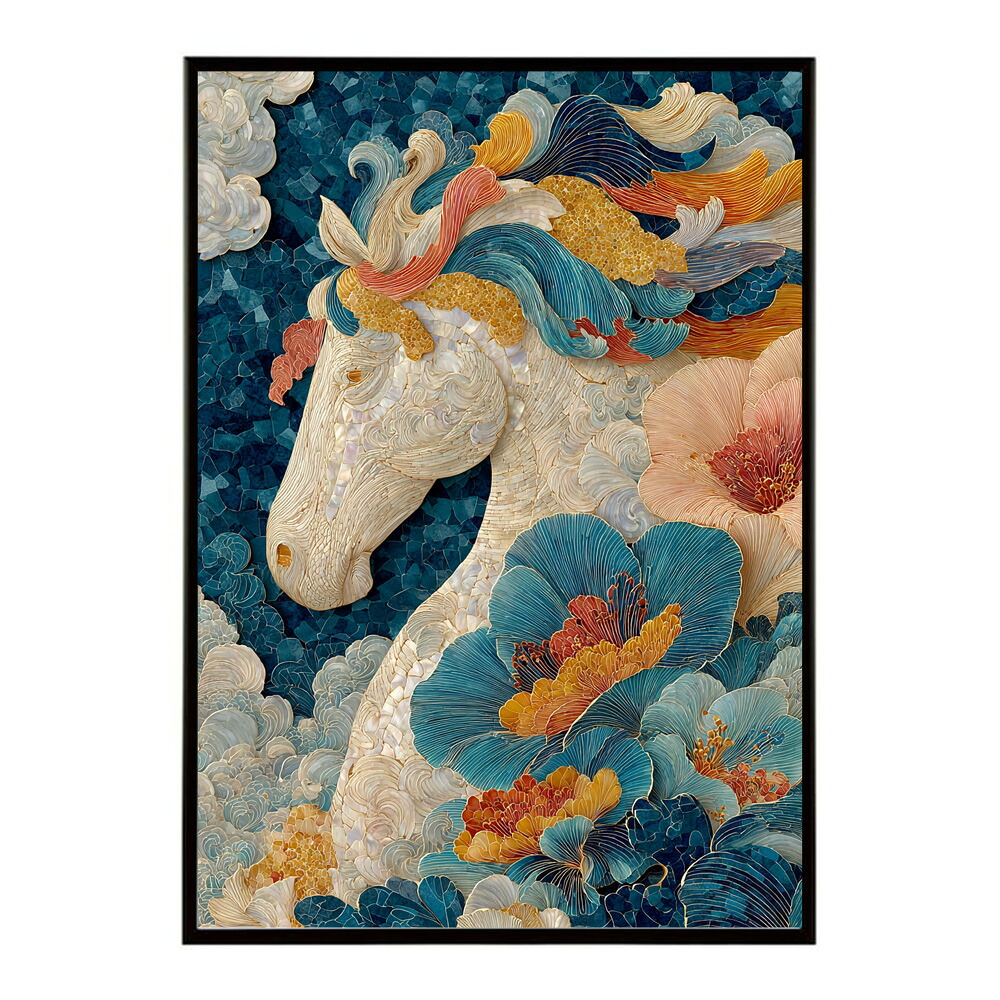 馬 ポスター 用紙とサイズが選べる おしゃれ 北欧 アートパネル 壁掛け 絵画 風 インテリア アンティーク 花柄 モダン 高級感 玄関 リビング 寝室 ホテルライク プリントポスター フォト イラスト お洒落 特大 大きい【lm-poster-9140】