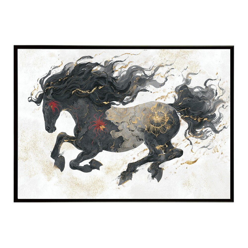 ホースポスター 馬 抽象アート 干支 牛 2026 運気 風水 モダンデザイン 壁掛け インテリア おしゃれ フォト イラスト お洒落 特大 大きい【km-poster-1667】