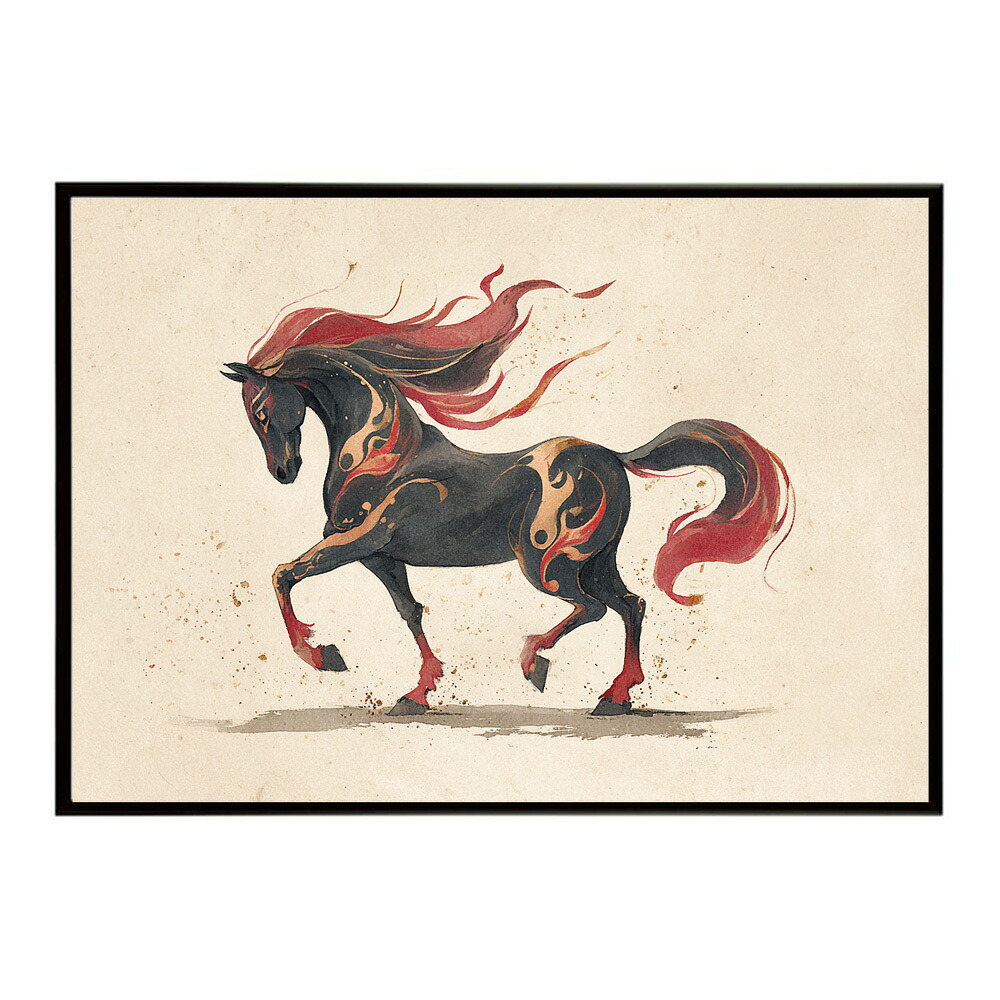 ホースポスター 馬 抽象アート 干支 牛 2026 運気 風水 モダンデザイン 壁掛け インテリア おしゃれ フォト イラスト お洒落 特大 大きい【km-poster-1735】
