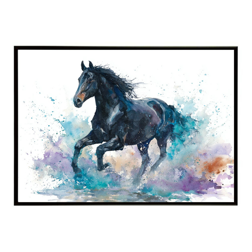 ホースポスター 馬 抽象アート 干支 牛 2026 運気 風水 モダンデザイン 壁掛け インテリア おしゃれ フォト イラスト お洒落 特大 大きい【km-poster-1881】
