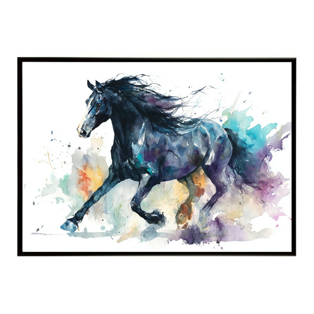ホースポスター 馬 抽象アート 干支 牛 2026 運気 風水 モダンデザイン 壁掛け インテリア おしゃれ フォト イラスト お洒落 特大 大きい【km-poster-1882】