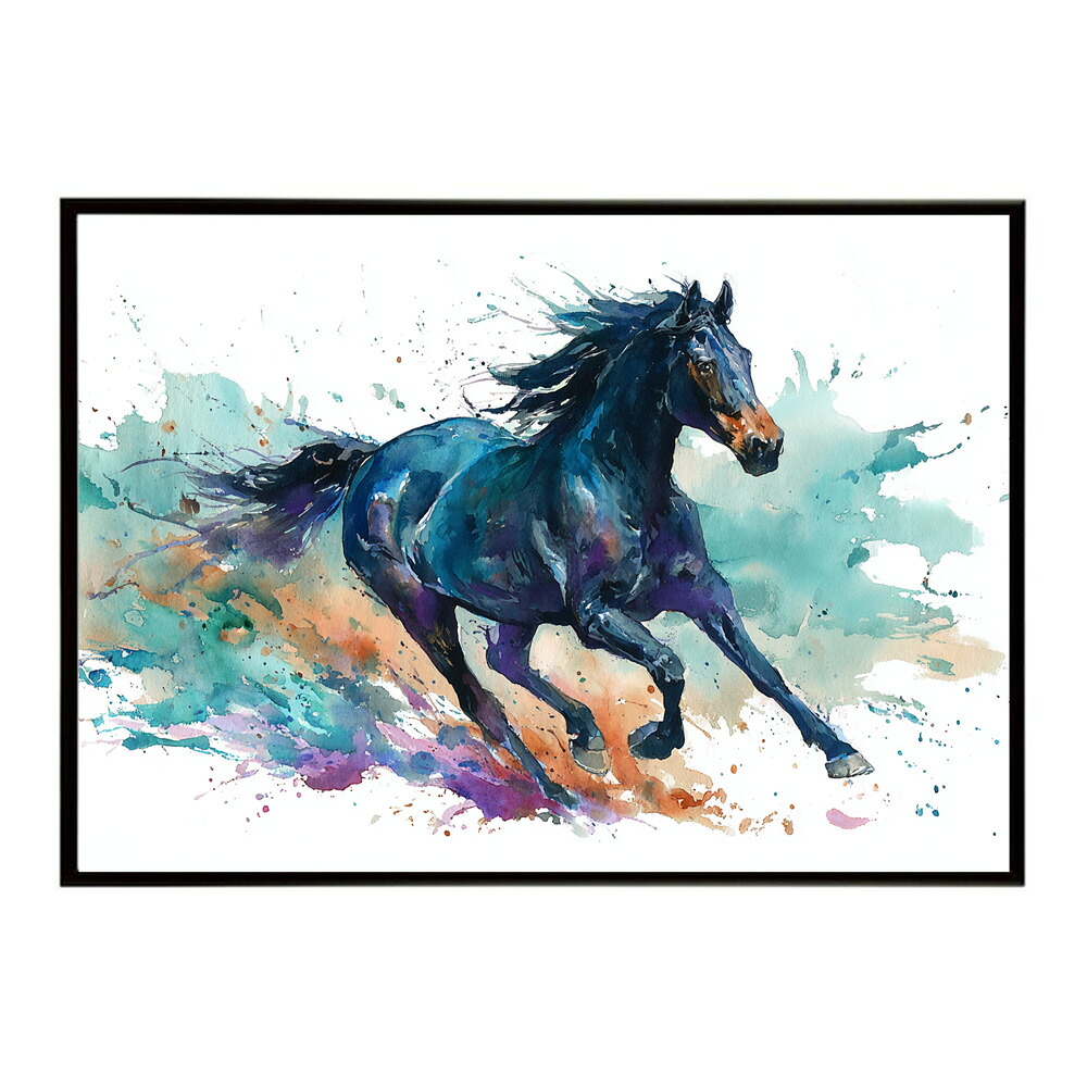 ホースポスター 馬 抽象アート 干支 牛 2026 運気 風水 モダンデザイン 壁掛け インテリア おしゃれ フォト イラスト お洒落 特大 大きい【km-poster-1883】