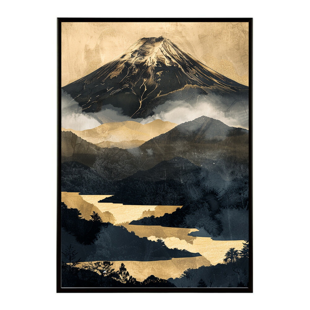 黄金富士 富士山 ふじさん 日本 景色 ゴールド 開運 縁起 和モダン ポスター インテリア プリントポスター フォト イラスト お洒落 特大 大きい【lm-poster-9824】 10,698円