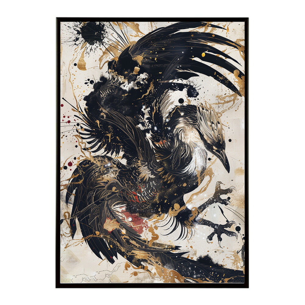 鳳凰 ポスター 金 鳳凰 黄金 フェニックス 開運 縁起 インテリア 和モダン アート ポスター インテリア おしゃれ プリントポスター フォト イラスト お洒落 特大 大きい【lm-poster-9873】