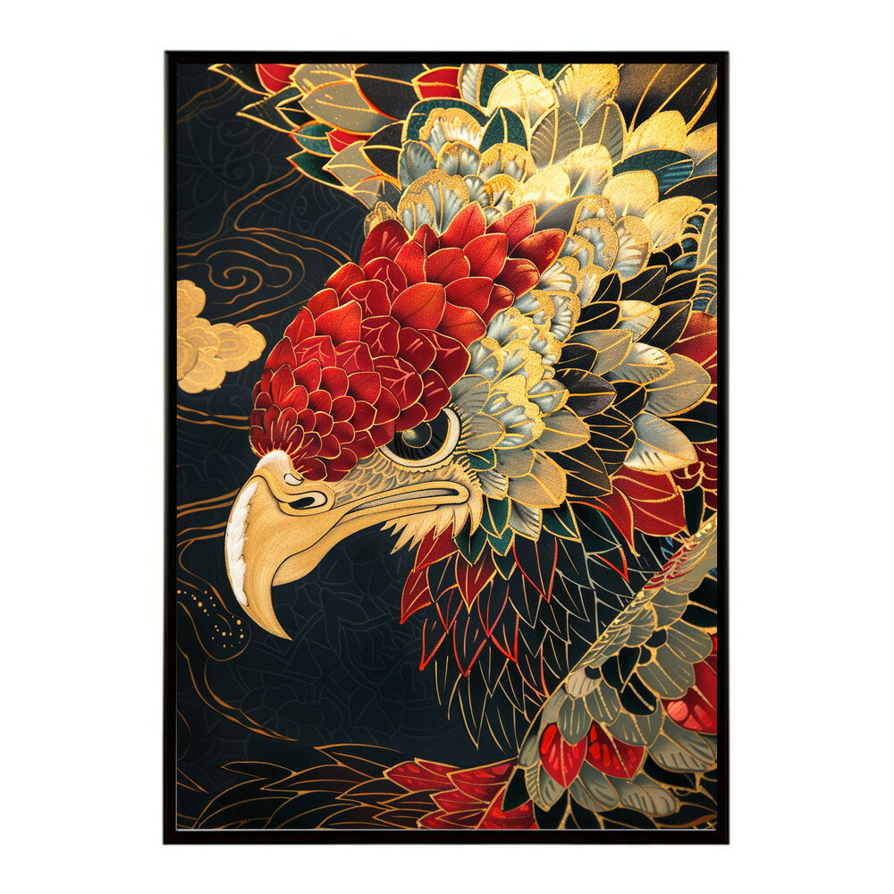 鳳凰 ポスター 金 鳳凰 黄金 フェニックス 開運 縁起 インテリア 和モダン アート ポスター インテリア おしゃれ プリントポスター フォト イラスト お洒落 特大 大きい【lm-poster-9874】