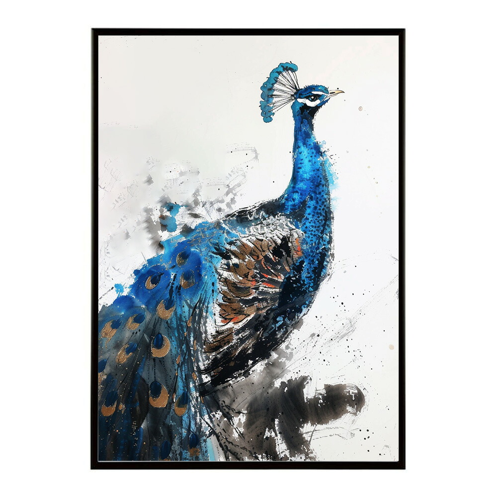 孔雀 ポスター 金 孔雀 黄金 ゴールド アート 縁起 インテリア 和モダン アート ポスター インテリア おしゃれ プリントポスター フォト イラスト お洒落 特大 大きい【lm-poster-9978】
