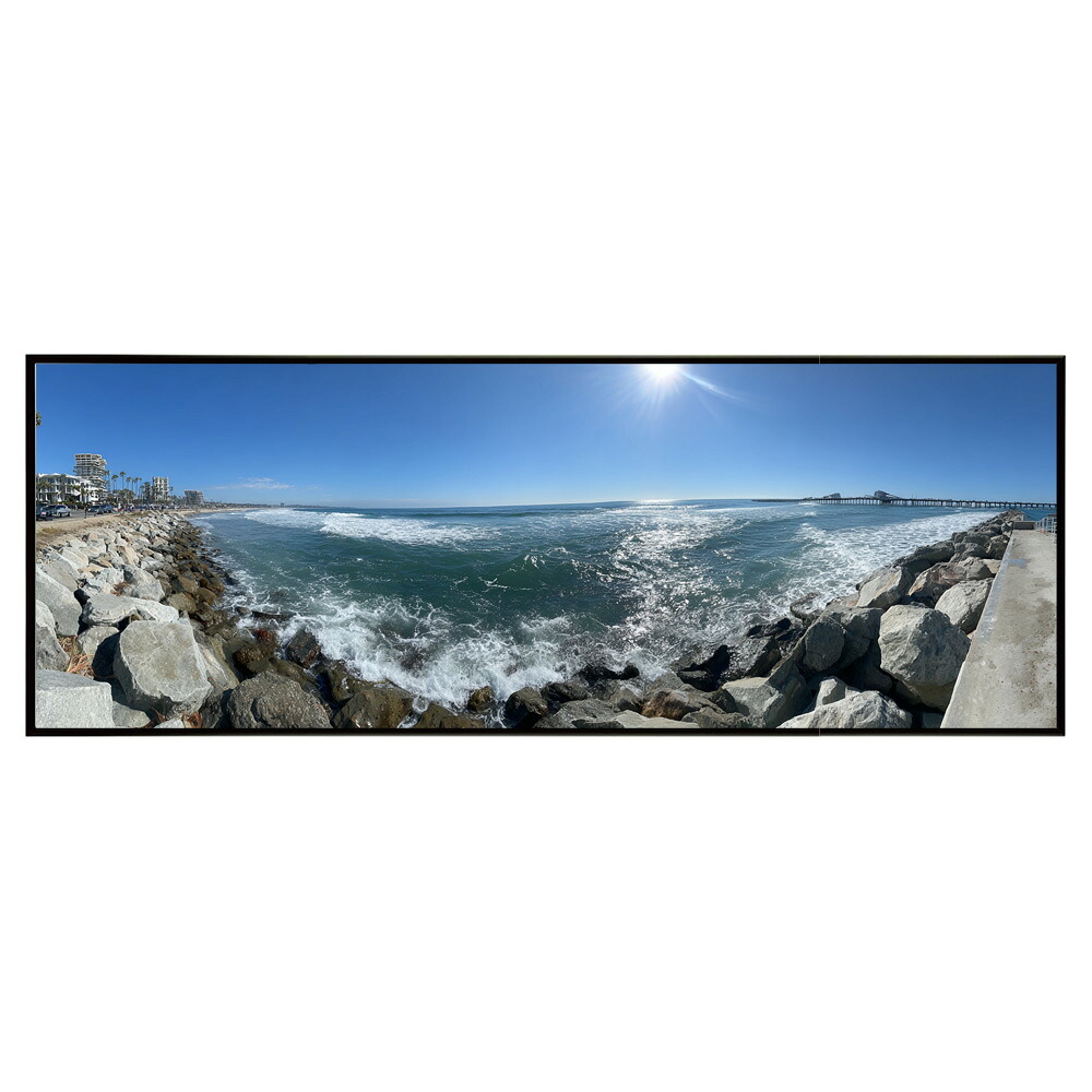 海 サーフ 西海岸 風景画 絵画 コースタル 波 ブルー サーフ 景色 風景 自然パノラマポスター (297ｍｍ&times;840ｍｍ) フレーム 横長 額縁 インテリア アルミフレーム 絵画 作品 水平 アート 【pn-poster-324】｜ファッションポスターEFPI