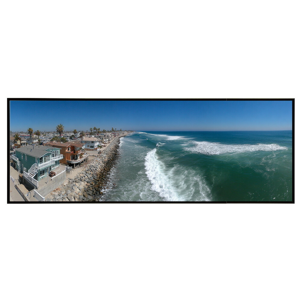 海 サーフ 西海岸 風景画 絵画 コースタル 波 ブルー サーフ 景色 風景 自然パノラマポスター (297ｍｍ×840ｍｍ) フレーム 横長 額縁 インテリア アルミフレーム 絵画 作品 水平 アート 【pn-poster-409】