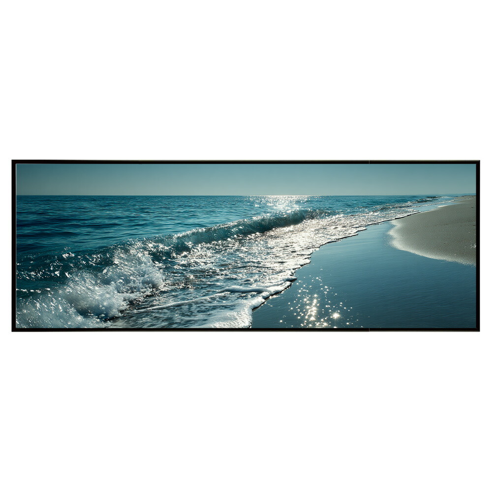 海 サーフ 西海岸 風景画 絵画 コースタル 波 ブルー サーフ 景色 風景 自然パノラマポスター (297ｍｍ×840ｍｍ) フレーム 横長 額縁 インテリア アルミフレーム 絵画 作品 水平 アート 【pn-poster-447】
