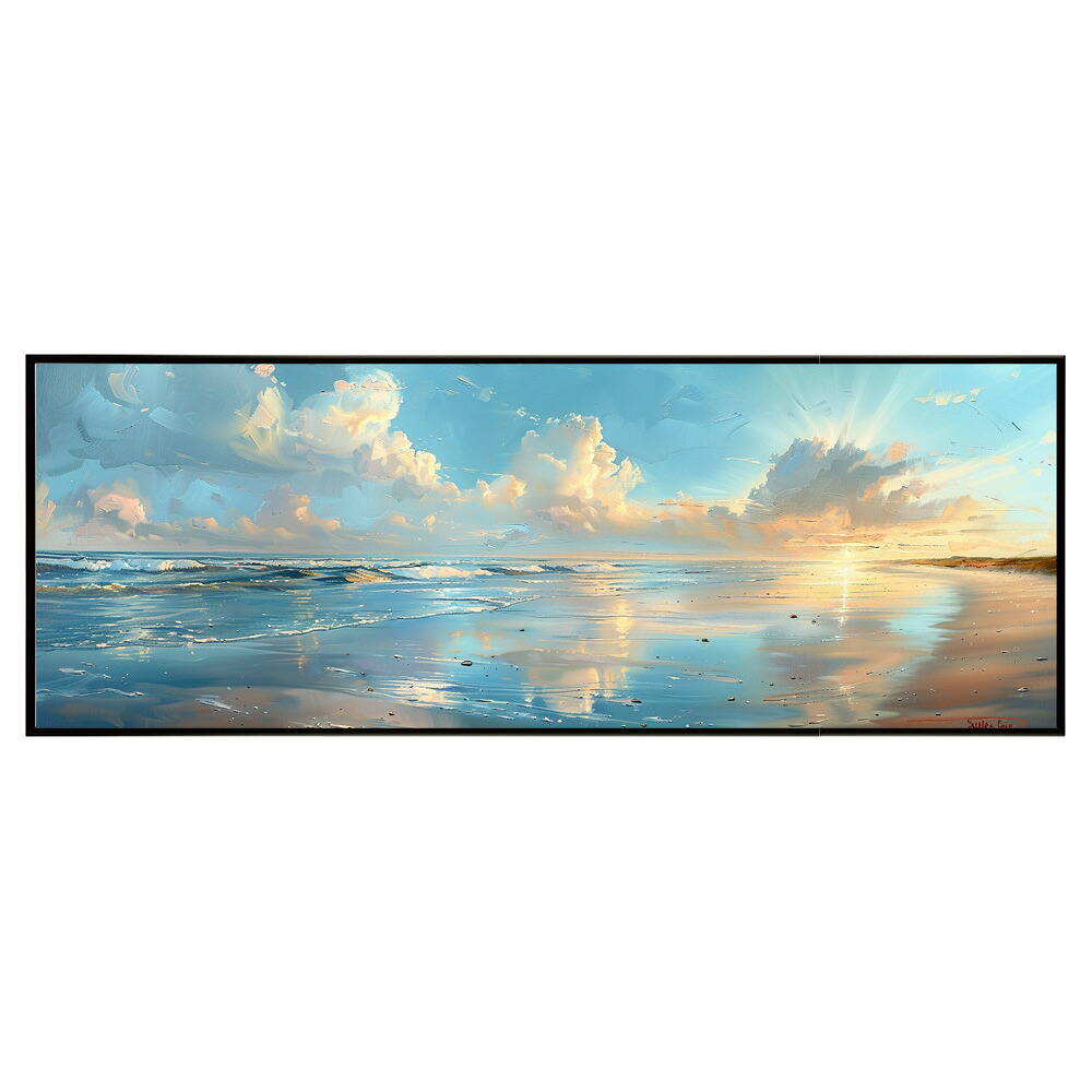 海 サーフ 西海岸 風景画 絵画 コースタル 波 ブルー サーフ 景色 風景 自然パノラマポスター (297ｍｍ&times;840ｍｍ) フレーム 横長 額縁 インテリア アルミフレーム 絵画 作品 水平 アート 【pn-poster-609】｜ファッションポスターEFPI