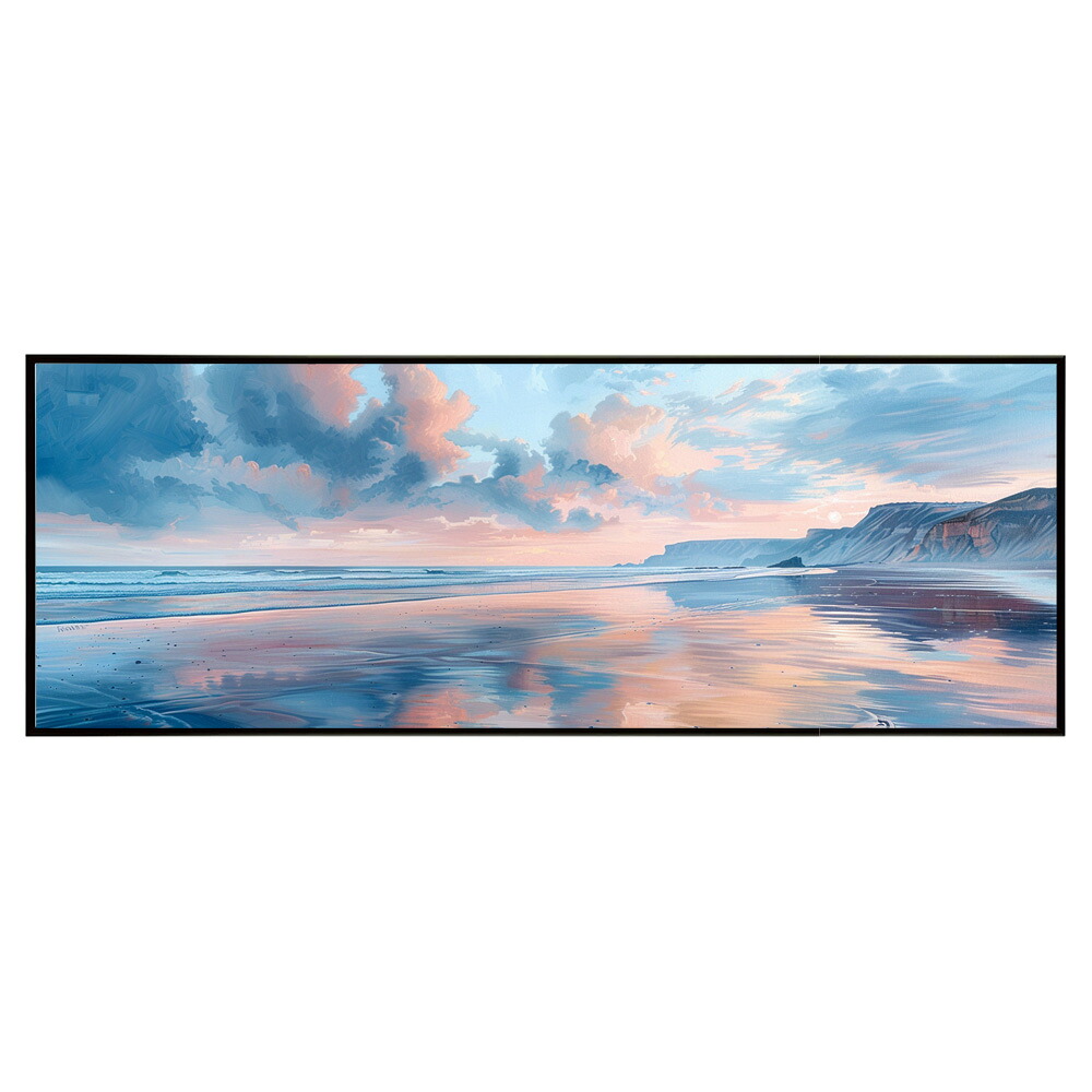 海 サーフ 西海岸 風景画 絵画 コースタル 波 ブルー サーフ 景色 風景 自然パノラマポスター (297ｍｍ×840ｍｍ) フレーム 横長 額縁 インテリア アルミフレーム 絵画 作品 水平 アート 【pn-poster-612】
