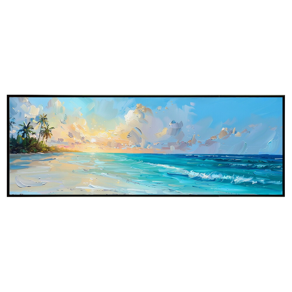 海 サーフ 西海岸 風景画 絵画 コースタル 波 ブルー サーフ 景色 風景 自然パノラマポスター (297ｍｍ×840ｍｍ) フレーム 横長 額縁 インテリア アルミフレーム 絵画 作品 水平 アート 【pn-poster-618】