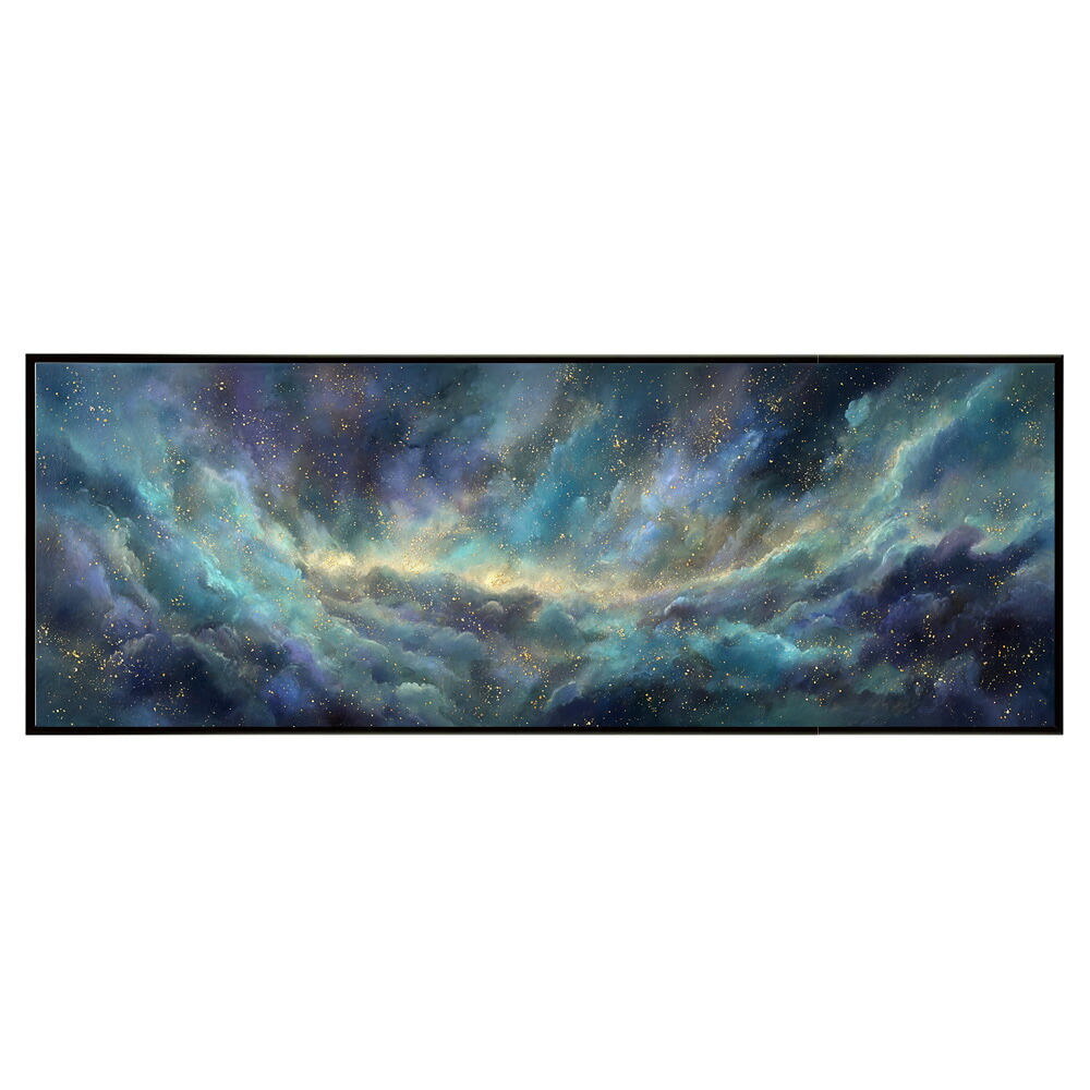 マーブル カラフル カラー 虹 風景 景色 絵画 絵 名画 画家 油絵 水彩 景色パノラマポスター (297ｍｍ×840ｍｍ) フレーム 横長 額縁 インテリア アルミフレーム 絵画 作品 水平 アート 【pn-poster-727】