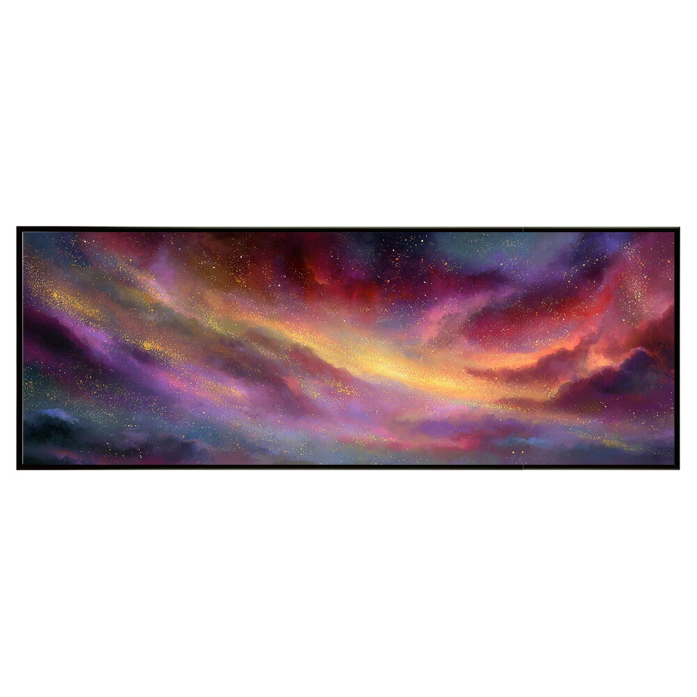 マーブル カラフル カラー 虹 風景 景色 絵画 絵 名画 画家 油絵 水彩 景色パノラマポスター (297ｍｍ×840ｍｍ) フレーム 横長 額縁 インテリア アルミフレーム 絵画 作品 水平 アート 【pn-poster-735】