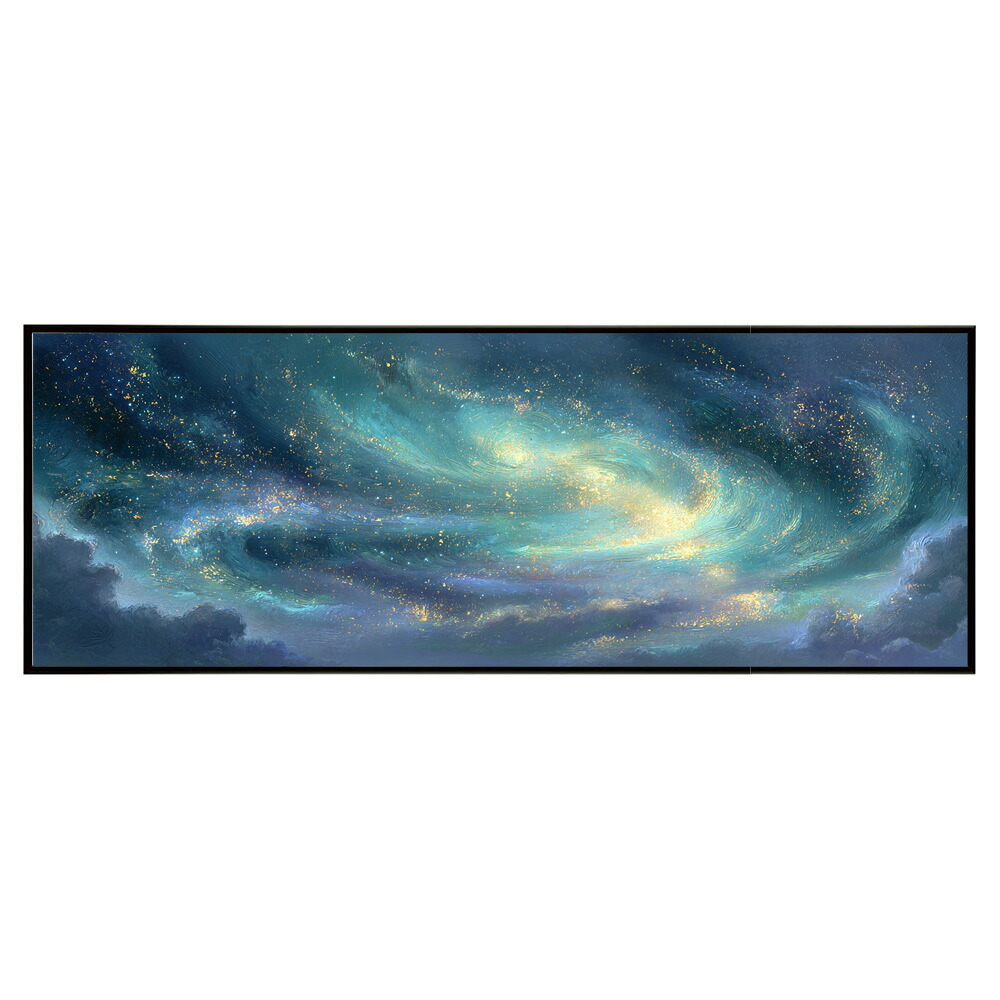 マーブル カラフル カラー 虹 風景 景色 絵画 絵 名画 画家 油絵 水彩 景色パノラマポスター (297ｍｍ&times;840ｍｍ) フレーム 横長 額縁 インテリア アルミフレーム 絵画 作品 水平 アート 【pn-poster-737】｜ファッションポスターEFPI