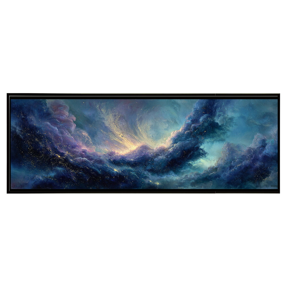 マーブル カラフル カラー 虹 風景 景色 絵画 絵 名画 画家 油絵 水彩 景色パノラマポスター (297ｍｍ×840ｍｍ) フレーム 横長 額縁 インテリア アルミフレーム 絵画 作品 水平 アート 【pn-poster-739】