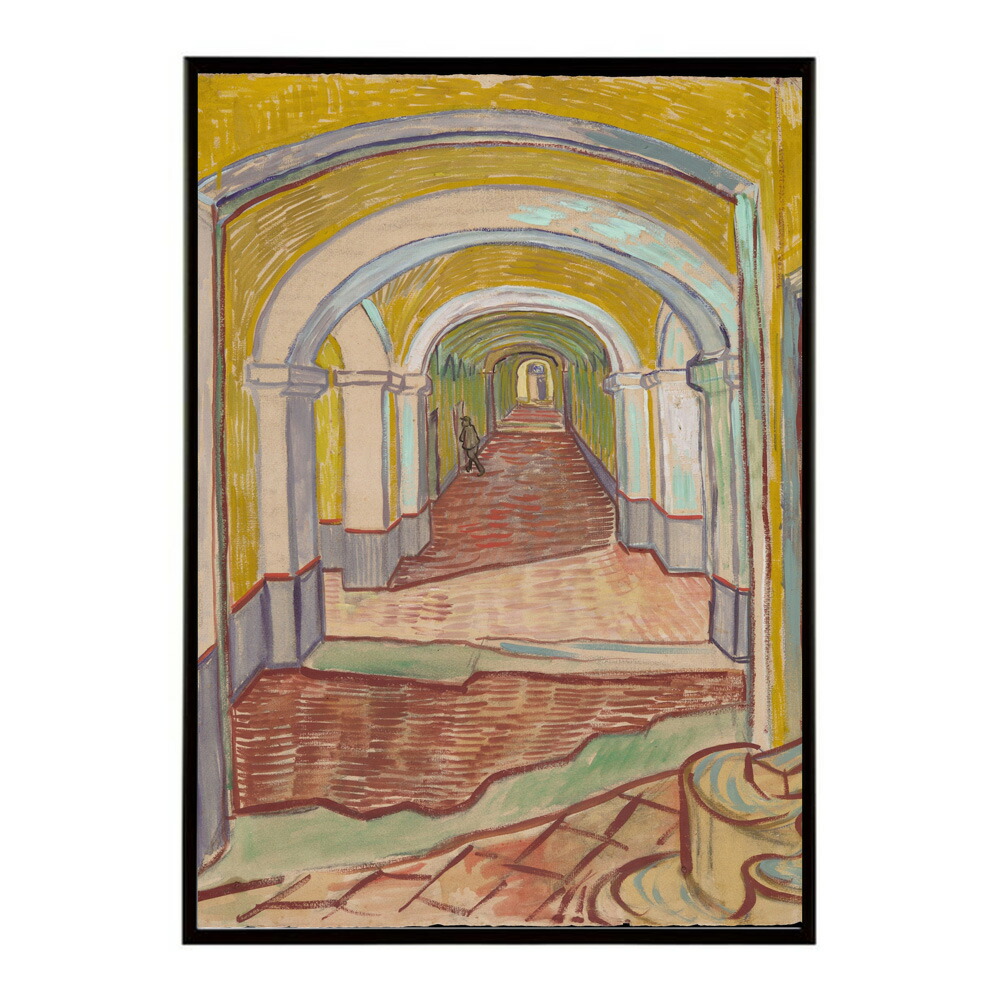 ゴッホ 風景画 Corridor in the Asylum【Vincent van Gogh】(1889)絵画 ポスター デジタルリマスター 名画 絵 復刻 油絵 水彩【bn-poster-7880】