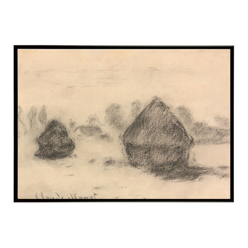 【クロード・モネ】積みわら/Stacks of Wheat【Claude Monet】(1891)絵画 ポスター デジタルリマスター 名画 絵 復刻 油絵 水【bn-poster-7925】