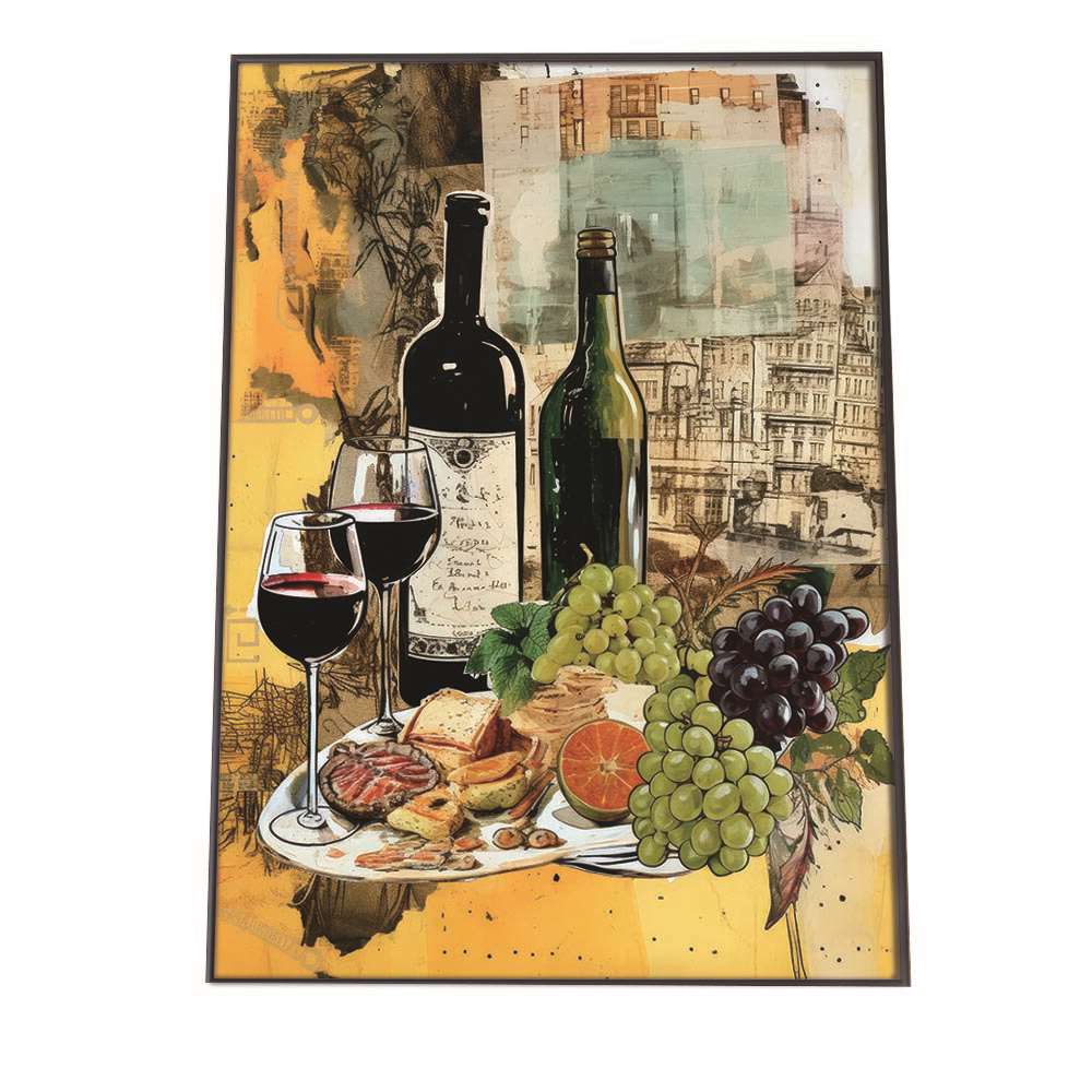 レストラン イラスト ポスター 手描き 手書き ワイン フランス料理 レトロ ビンテージ 古い 特大 大きいサイズにも対応 小さい【lh-poster-2250】