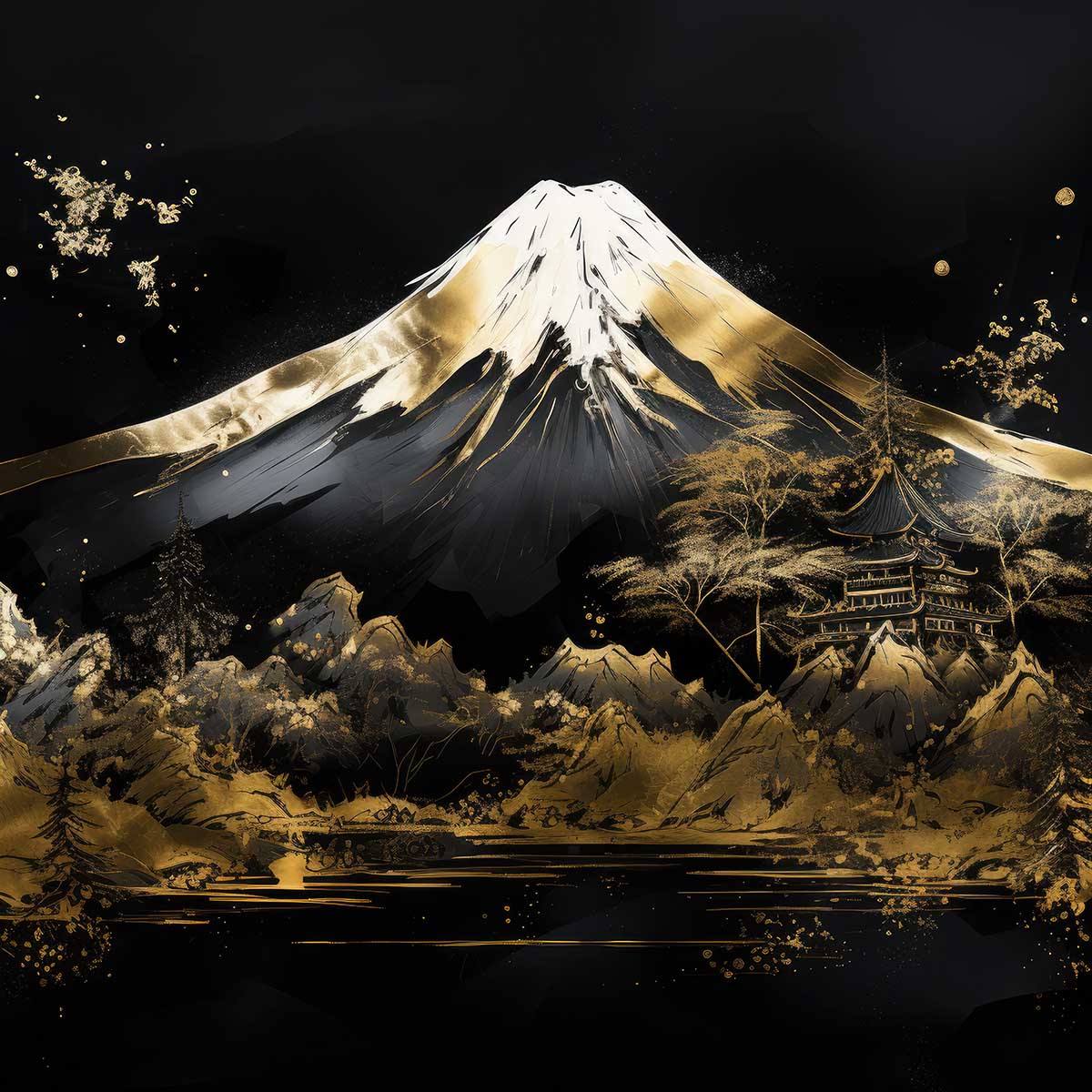 金の富士 金運 ゴールド 山 富士山 ご利益 運気 グッズ アイテム 開運 正方形ポスター 四角 デザイン ポスター スクエア ５センチ刻みでサイズ豊富 絵画【sq-poster-1015】