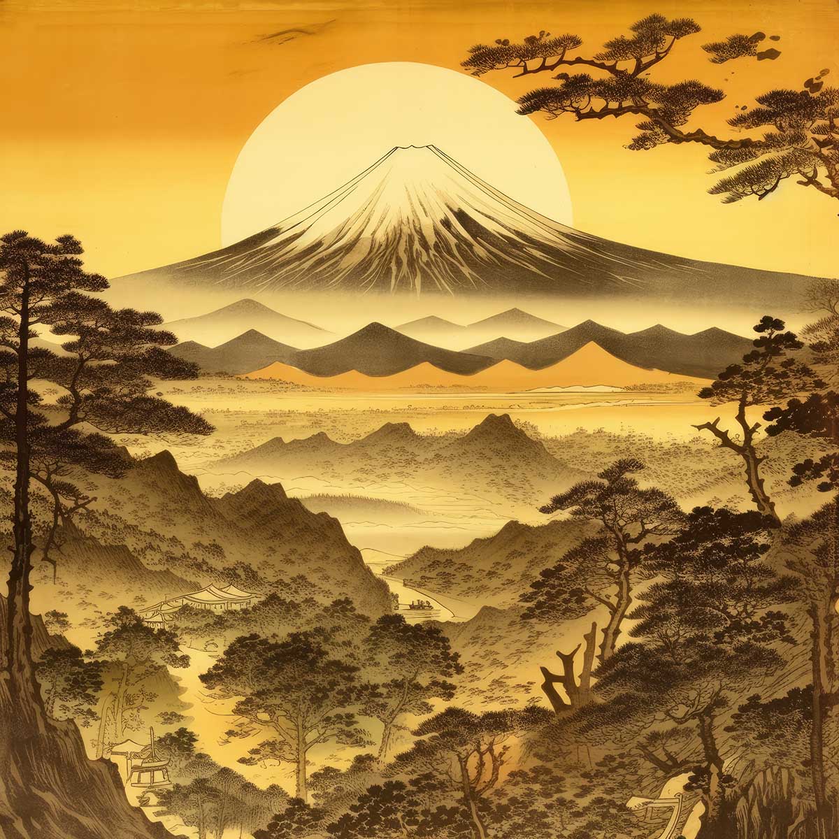金の富士 金運 ゴールド 山 富士山 ご利益 運気 グッズ アイテム 開運 正方形ポスター 四角 デザイン ポスター スクエア 5センチ刻みでサイズ豊富 絵画【sq-poster-1050】|ファッションポスターEFPI