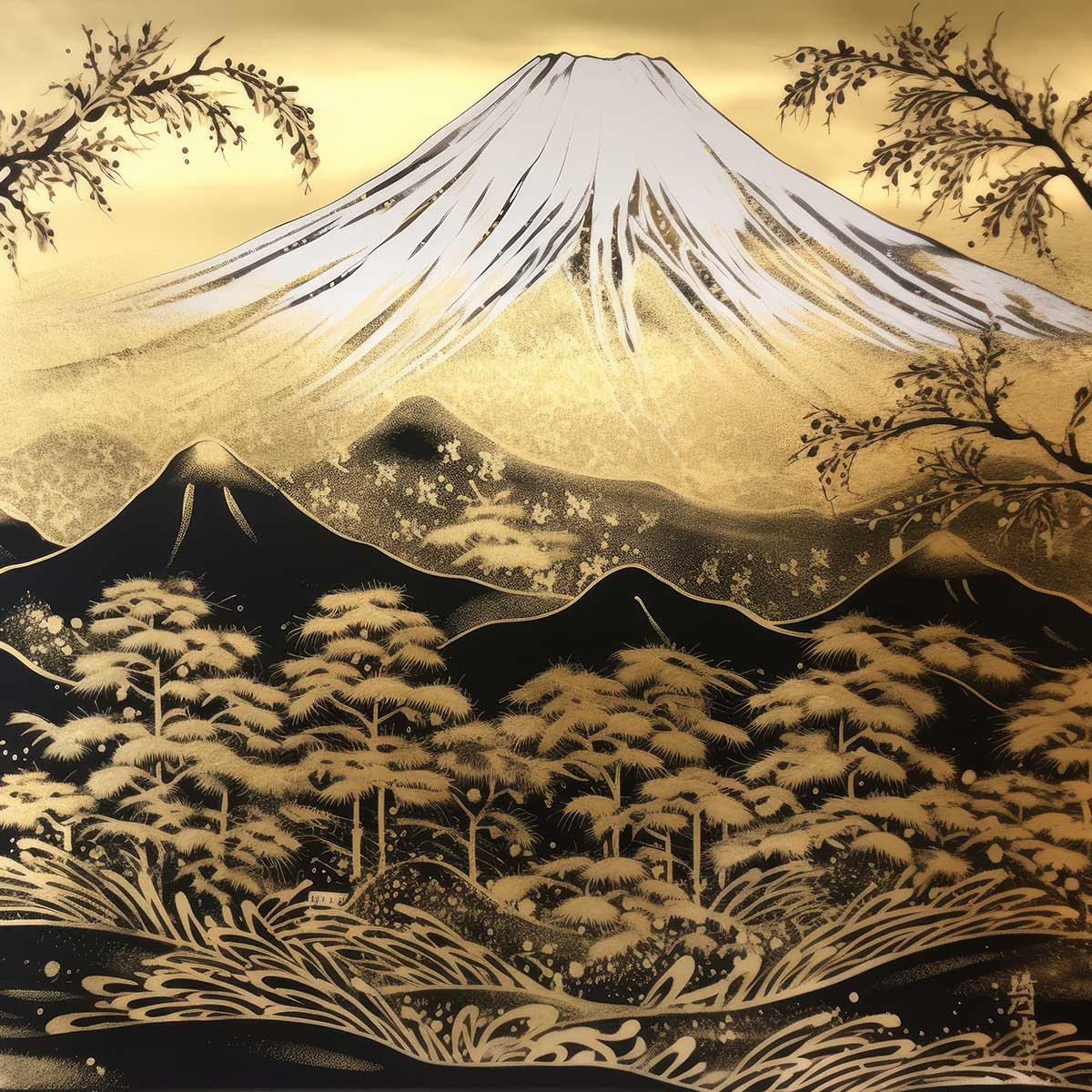 金の富士 金運 ゴールド 山 富士山 ご利益 運気 グッズ アイテム 開運 正方形ポスター 四角 デザイン ポスター スクエア 5センチ刻みでサイズ豊富 絵画【sq-poster-1073】|ファッションポスターEFPI