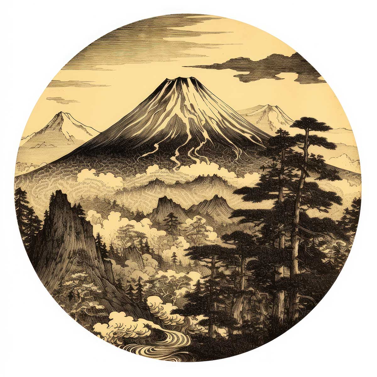 金の富士 金運 ゴールド 山 富士山 ご利益 運気 グッズ アイテム 開運 正方形ポスター 四角 デザイン ポスター スクエア ５センチ刻みでサイズ豊富 絵画【sq-poster-1078】