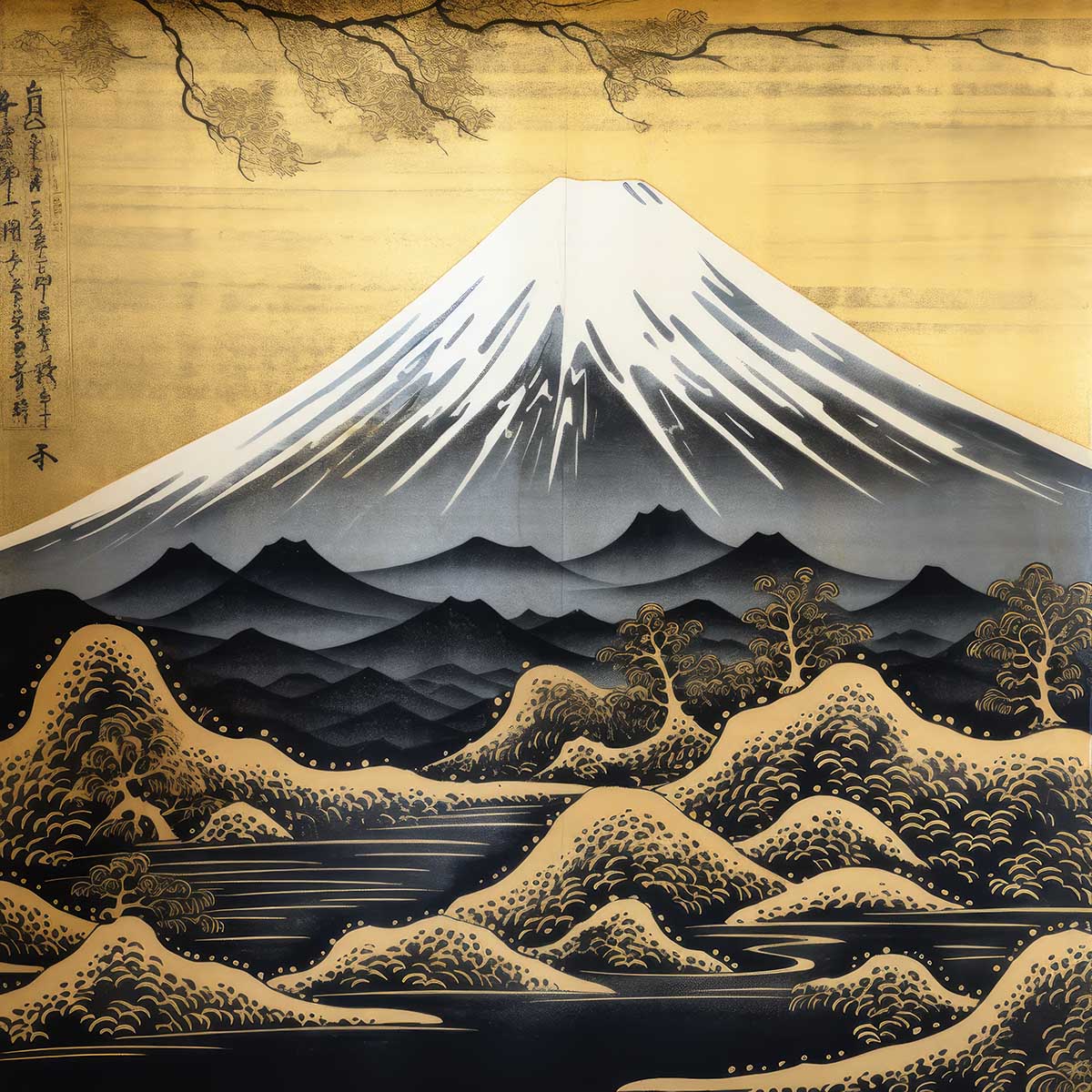 金の富士 金運 ゴールド 山 富士山 ご利益 運気 グッズ アイテム 開運 正方形ポスター 四角 デザイン ポスター スクエア 5センチ刻みでサイズ豊富 絵画【sq-poster-1110】|ファッションポスターEFPI
