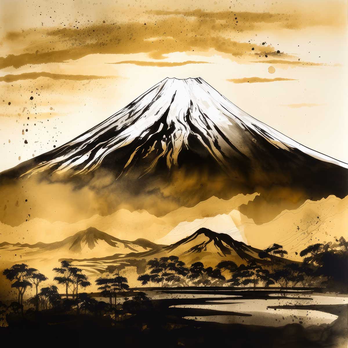 金の富士 金運 ゴールド 山 富士山 ご利益 運気 グッズ アイテム 開運 正方形ポスター 四角 デザイン ポスター スクエア 5センチ刻みでサイズ豊富 絵画【sq-poster-1124】|ファッションポスターEFPI